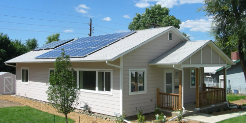 home with solar panels 